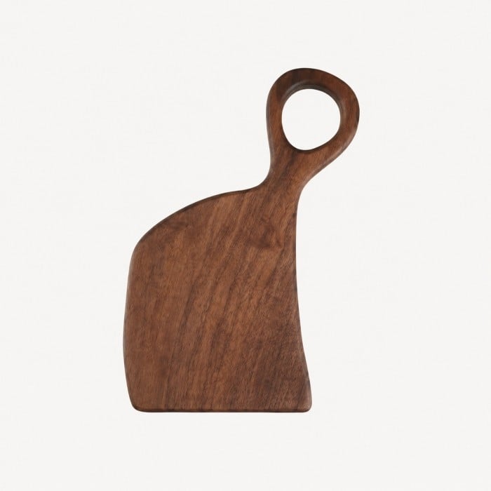 Black Walnut Serving Board with Loop Handle - Wooden Bread and Cheese Tray for Kitchen Styling HL4623