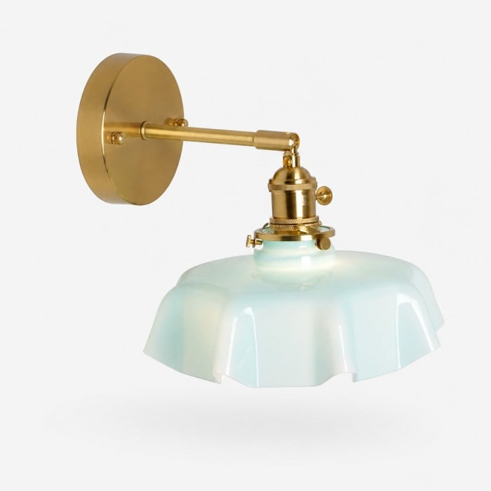 Aplique de pared de latón con cristal azul opalino HL4372