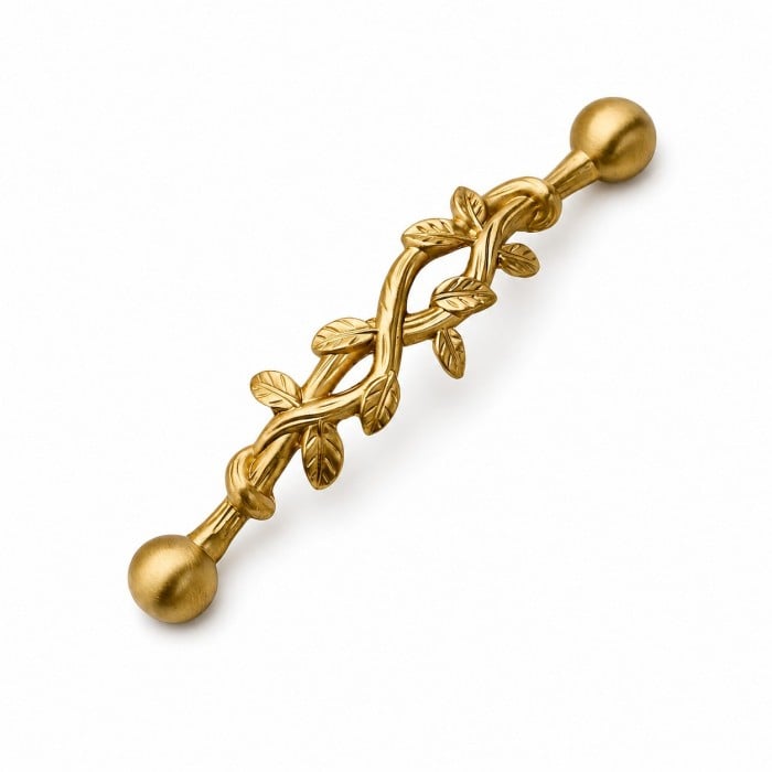 Maniglia per mobile in ottone massiccio a forma di foglia botanica HL4284