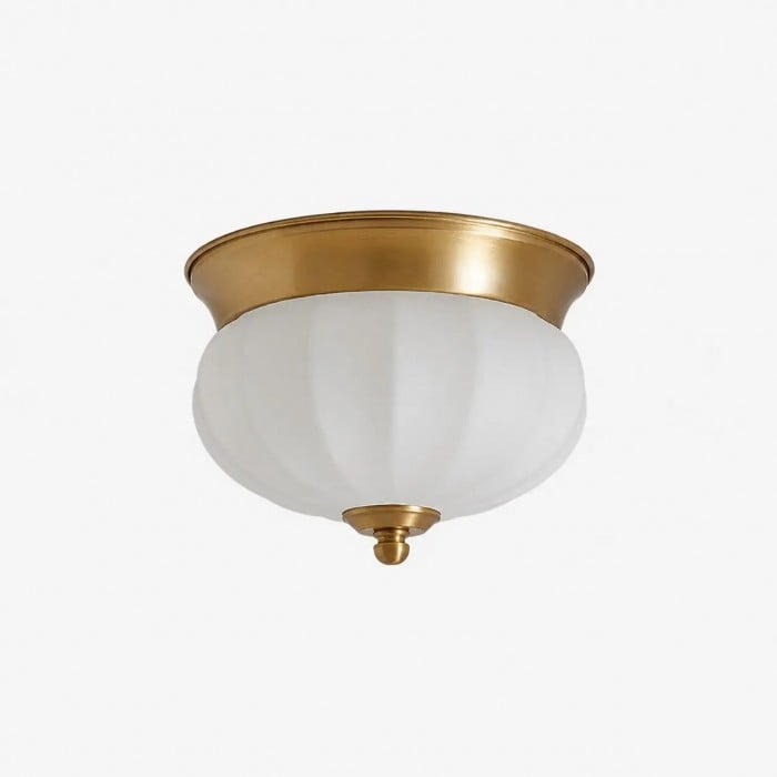 Plafonnier encastré à DEL intégré en laiton et verre opale HL4258