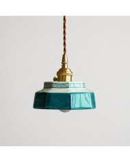 Suspension conique en cuir avec rivets dorés HL3734