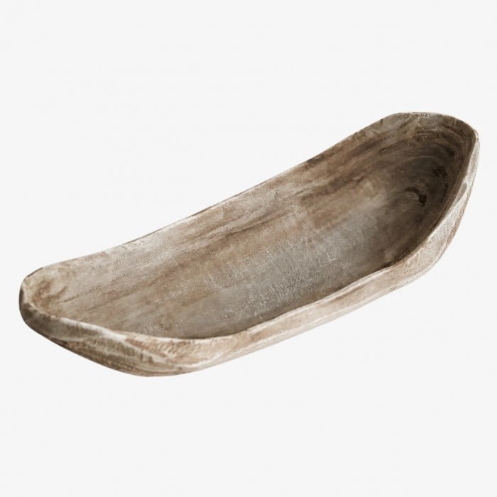 Distressed Paulownia Wood Boat-Shaped Serving Tray HL4606