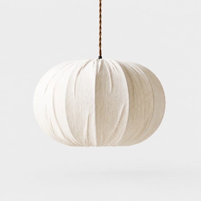 Suspension en tissu avec rosace en bois HL4438