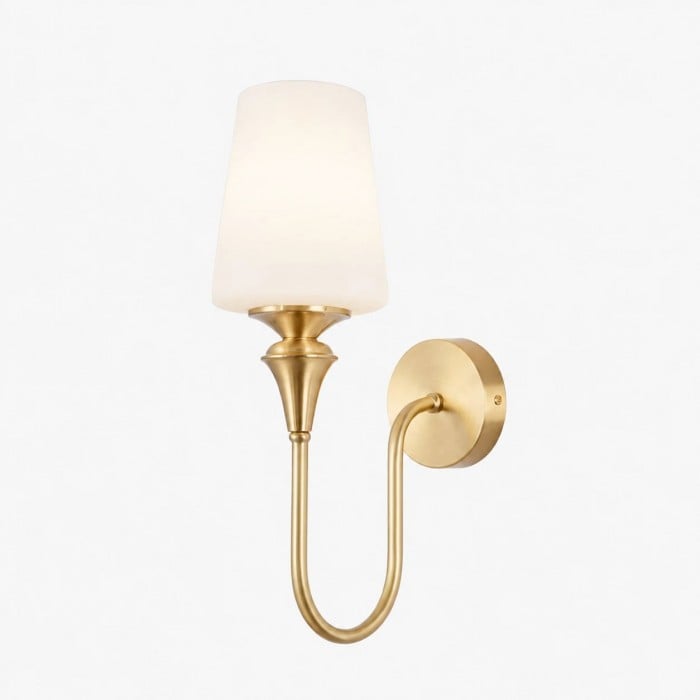 French Antique Brass Glass Wall Sconce HL4246