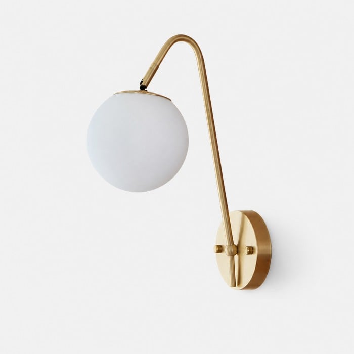 French Brass Glass Globe Wall Light HL4328