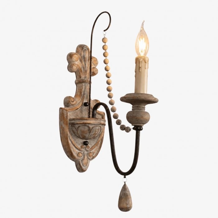 Applique murale en bois sculpté de style campagnard français HL4619