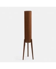 Vintage Fabric Shade Floor Lamp with Turned Wood Base HL4448