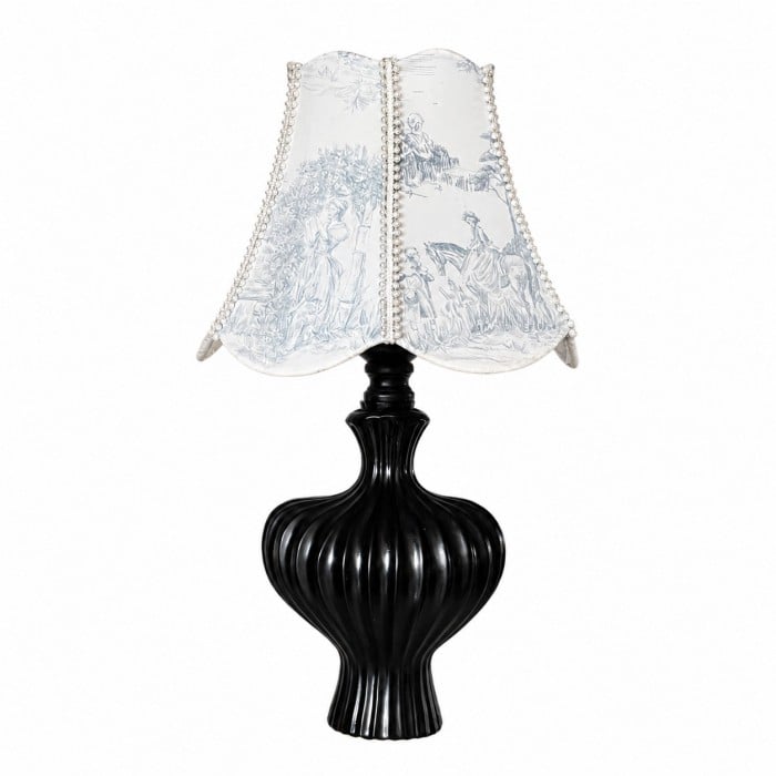 Franse vintage tafellamp met bedrukte lampenkap HL4575