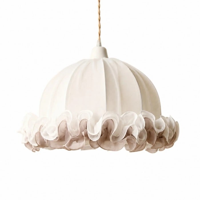 French Vintage Ruffled Fabric Pendant Light HL4434