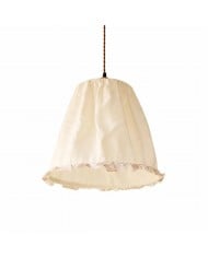 Gathered Fabric Pendant Lamp with Botanical Pattern Option HL4404
