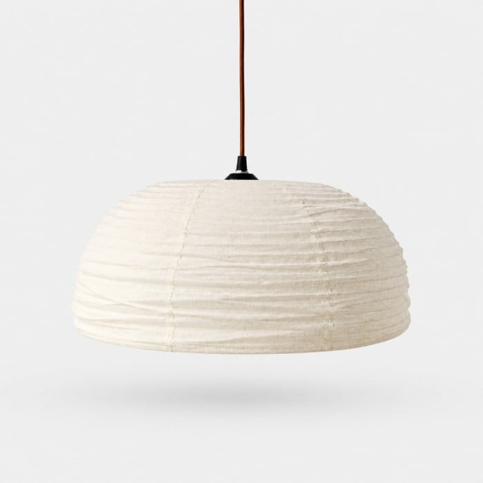 Gathered Fabric Pendant Lamp with Botanical Pattern Option HL4404