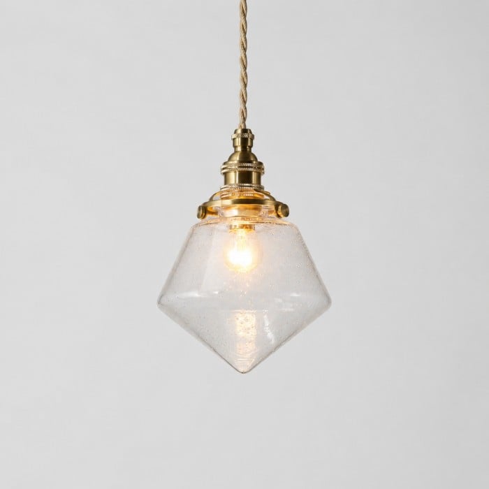 Handgeblazen bubbelglas hanglamp van messing HL4539