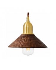 Vintage leren hanglamp met messing accenten HL4515