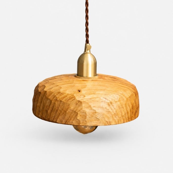 Handgesneden Wabi-Sabi houten hanglamp HL4558
