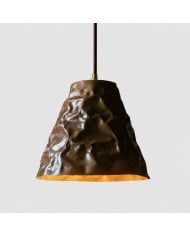 Handgestikte hanglamp van leer en hout HL4500