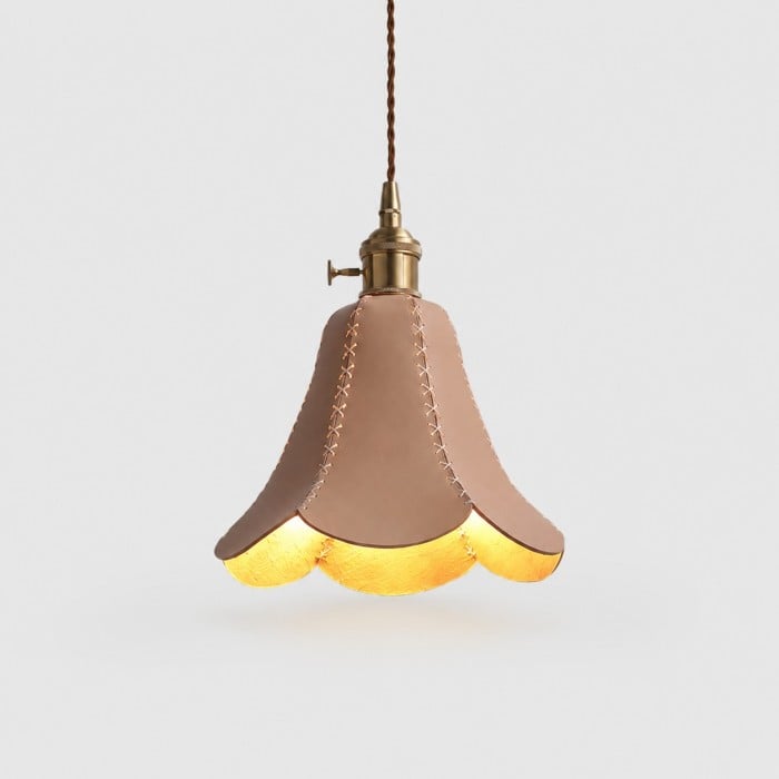 Hand-Stitched Leather Petal Pendant Light HL4570