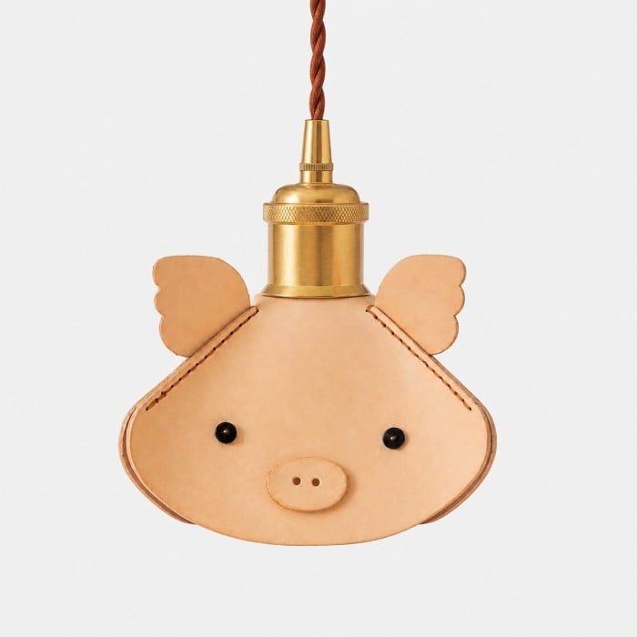 Handcrafted Piglet Leather Pendant Light HL4547