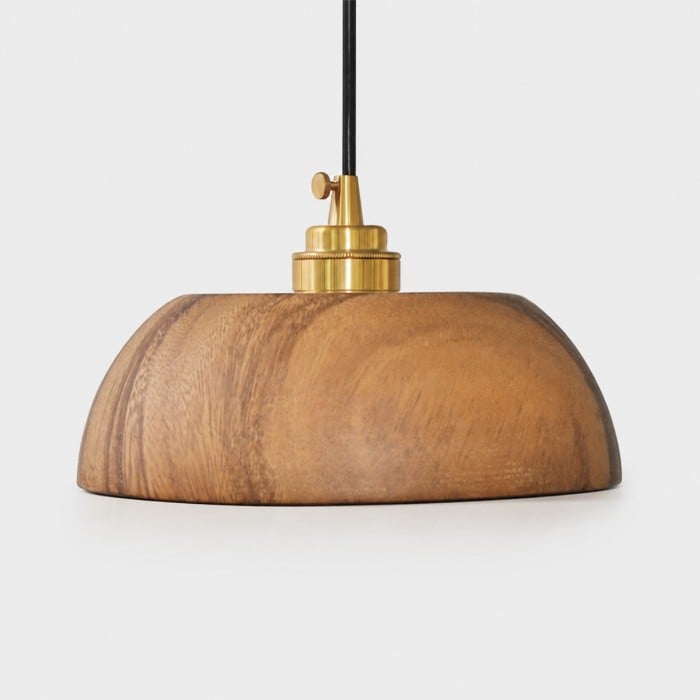 Handcrafted Walnut Wood Dome Pendant Light HL4583