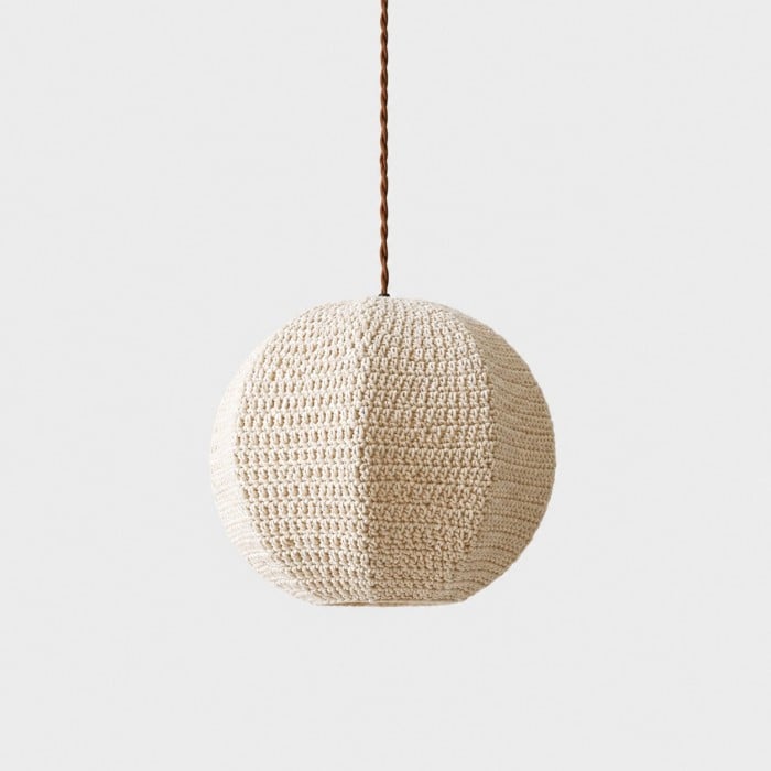 Handwoven Globe Pendant Light in Ivory and Caramel HL4467