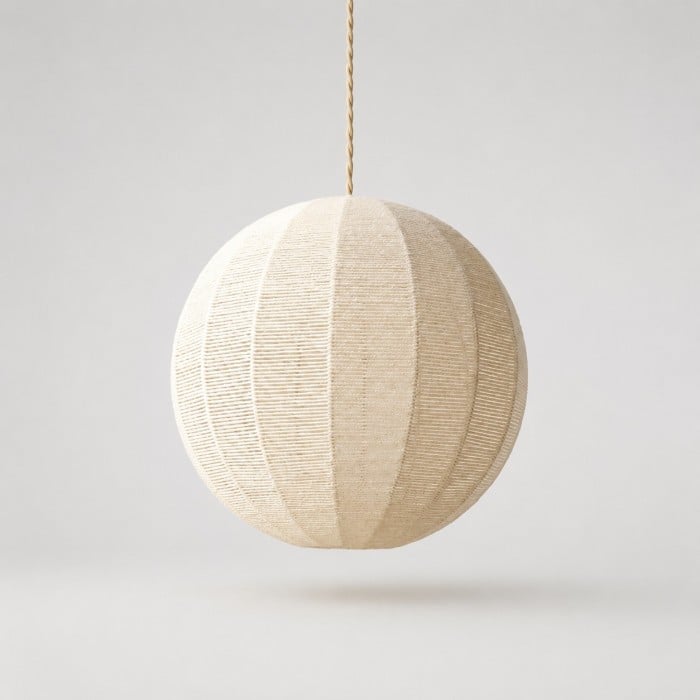 Handwoven Globe Pendant Light with Wood Canopy HL4410