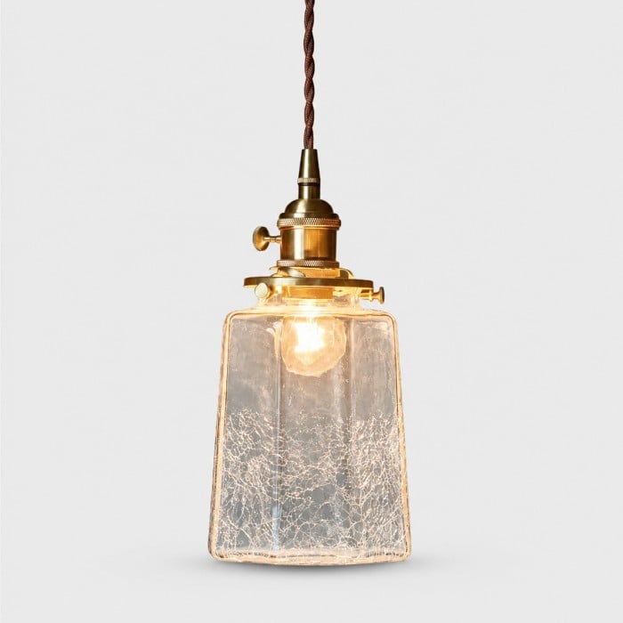 Japanse vintage hanglamp van craqueléglas HL4565
