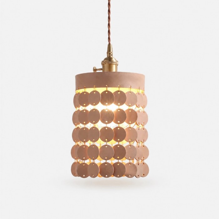 Hanglamp met gelaagde leren schijven HL4557