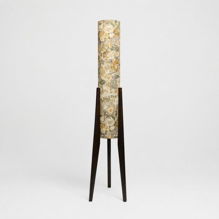 Liberty Fabric Tripod Floor Lamp with Solid Wood Frame HL4447