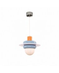 Hanglamp met LED-verlichting in trommelvorm van geweven stof met metalen frame HL4359