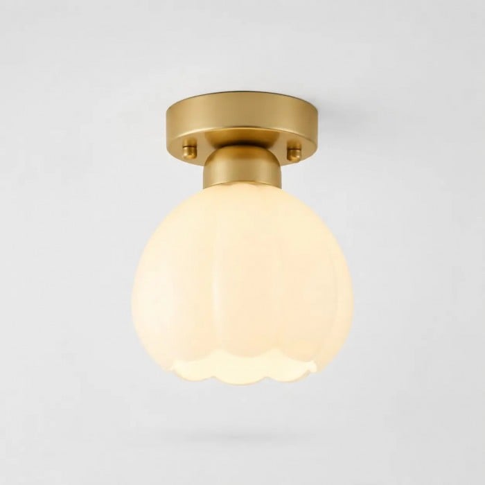 Melkglazen bloemvormige plafondlamp HL4272