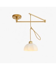 Liberty stoffen kegelvormige hanglamp met walnootkleurig hout HL4458