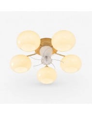 Wabi-Sabi LED-plafondlamp van massief hout en geweven touw HL4582