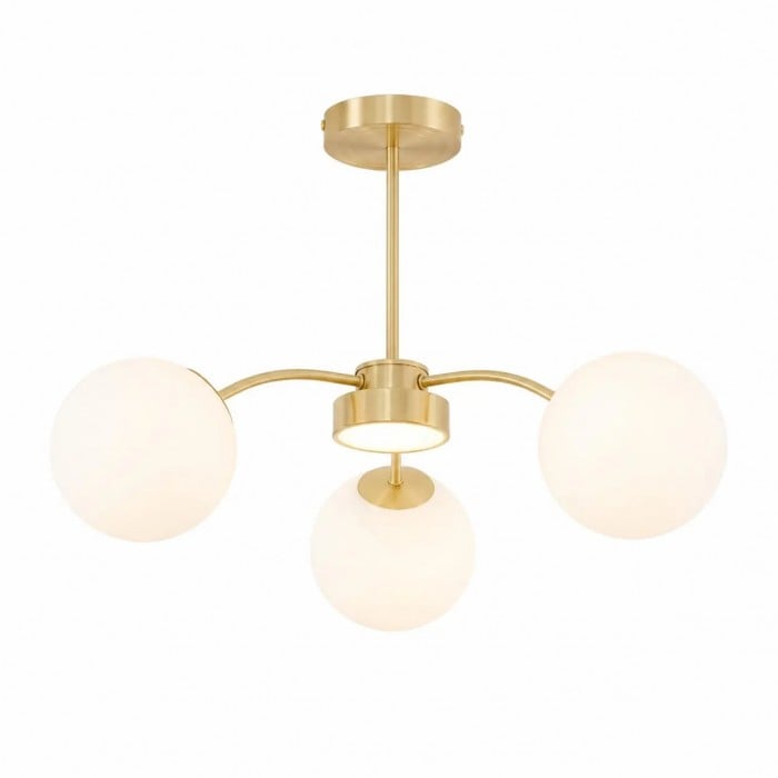 Moderne kroonluchter met bolvormige kap van melkglas HL4237