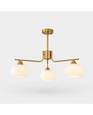Moderne kroonluchter met bolvormige kap van melkglas HL4237