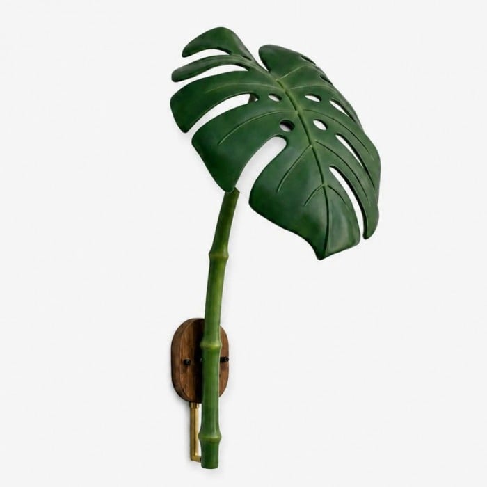 Kinkiet zewnętrzny LED Monstera Leaf z żywicy w stylu botanicznym HL4250