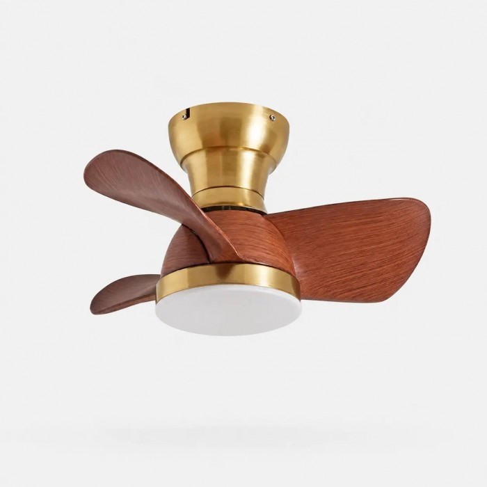 Ventilador de techo con luz de cobre natural de 24 pulgadas HL4227