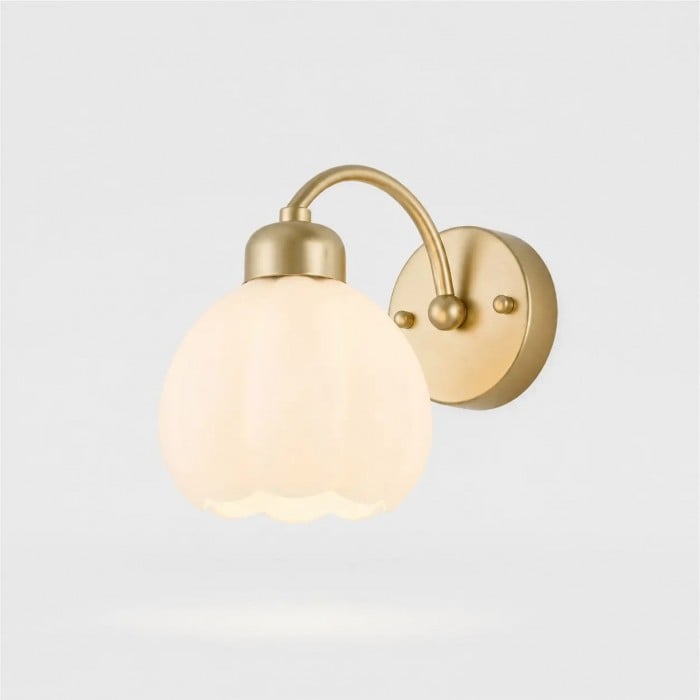 Lámpara de pared nórdica de cristal opalino con forma de flor HL4254