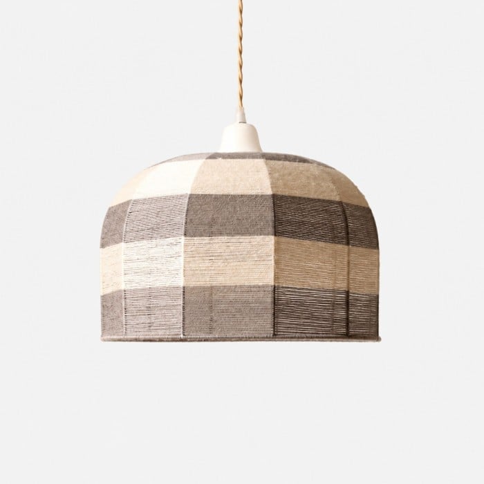 Hanglamp met koepel van patchwork katoenen draad HL4357