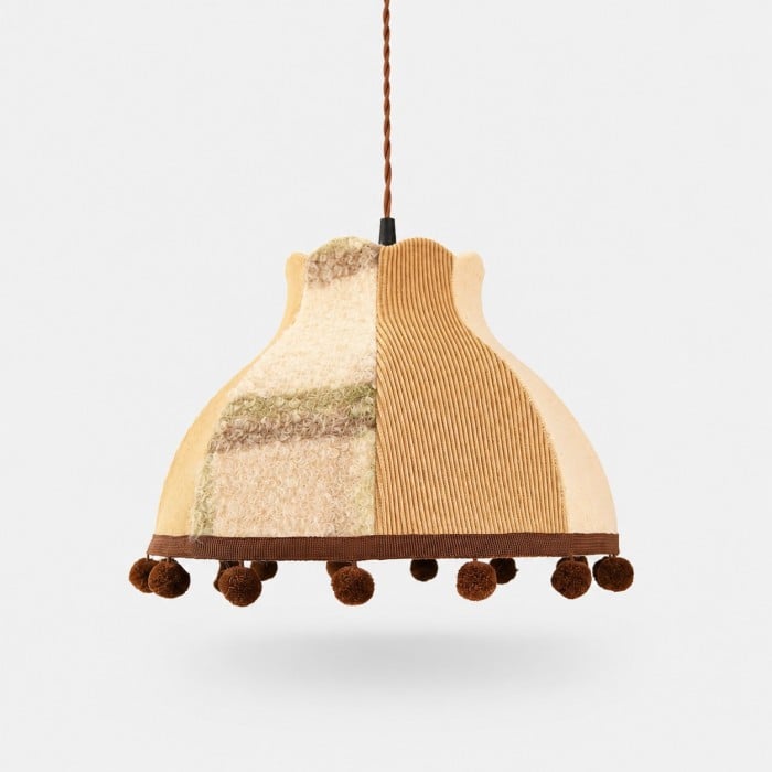 Hanglamp met patchworkstof en pompons HL4440