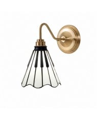 Antyczna zielona szklana lampa ścienna z drewnianym akcentem HL4248