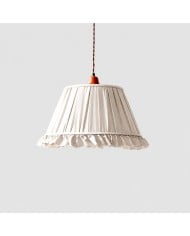 Suspension conique en tissu plissé avec support en bois HL4414