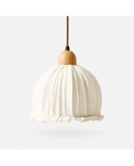 Suspension en tissu plissé avec abat-jour festonné HL4476