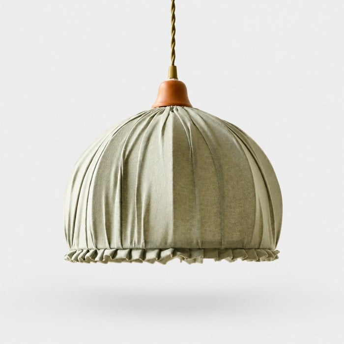 Suspension en tissu froncé avec abat-jour plissé HL4405