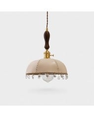 Suspension vintage en laiton avec abat-jour en verre thé HL4289