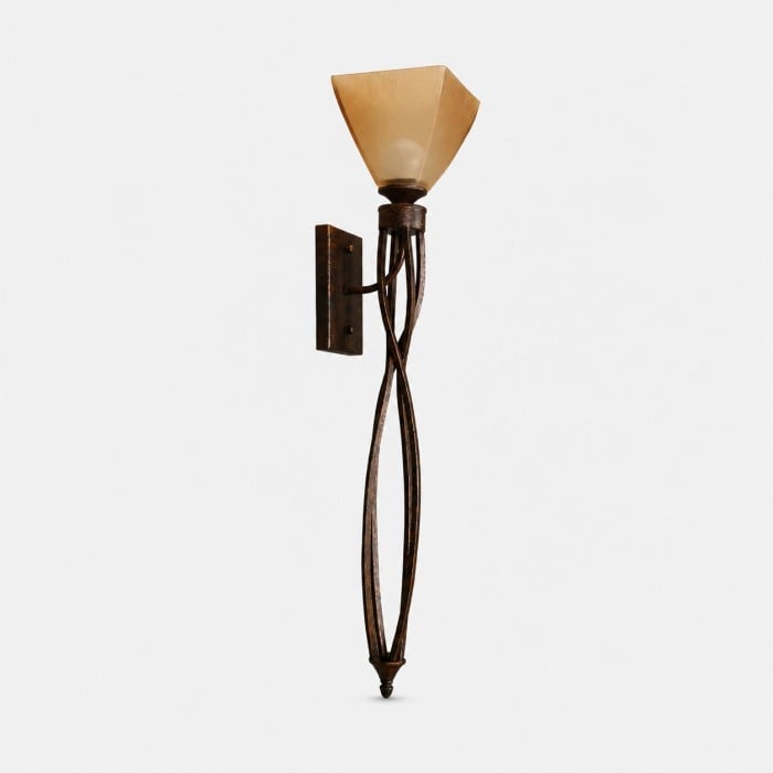 Sculptural Aged Bronze Amber Glass Wall Sconce HL4292