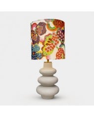 Sculpturale keramische tafellamp met stoffen kap met patroon HL4536