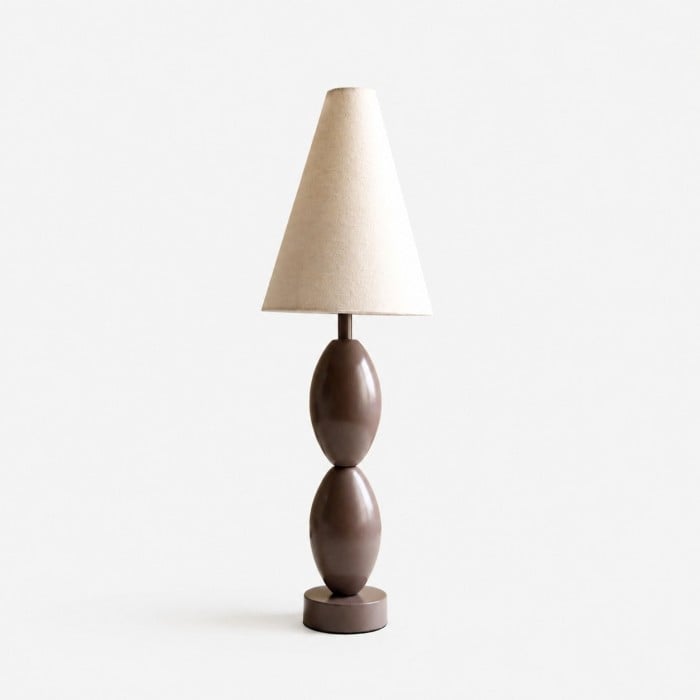 Sculpturale kalebas tafellamp met stoffen kap HL4286