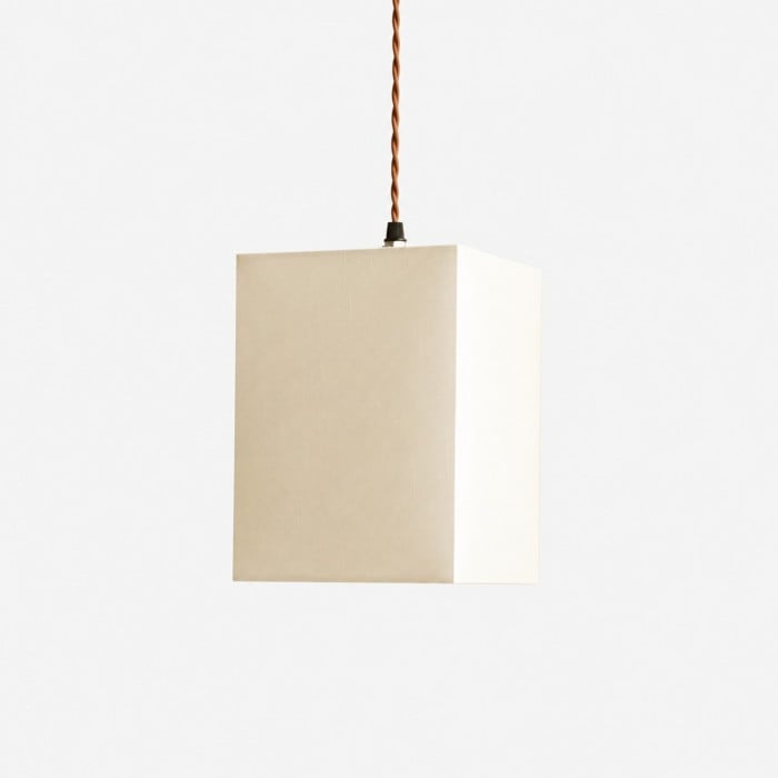 Suspension carrée en tissu avec rosace en bois HL4360