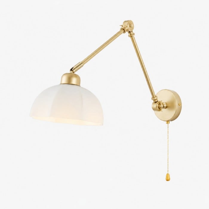 Swing Arm Milk Glass Wall Lamp HL4249