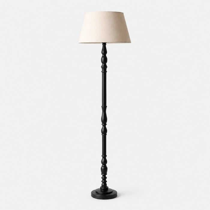 Turned-Wood Floor Lamp with Fabric Shade HL4399