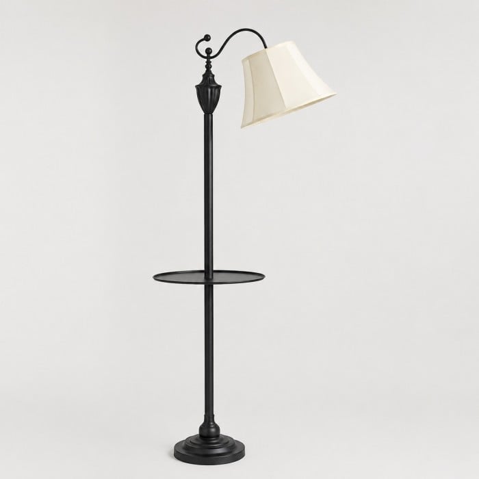 Vintage Arc Fabric Floor Lamp with Round Side Table HL4463
